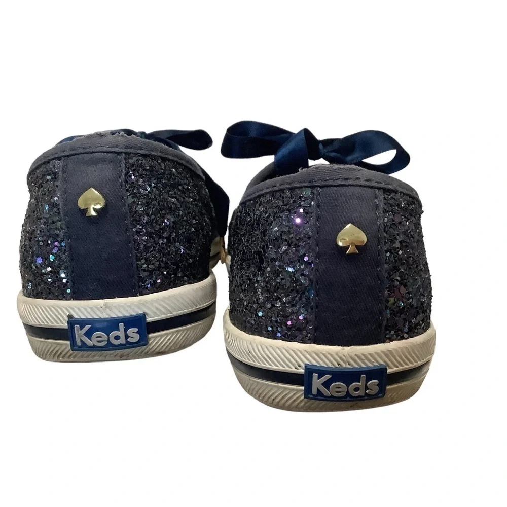 KEDS X KATE SPADE Navy Blue Glitter Champion Sneakers Size 9